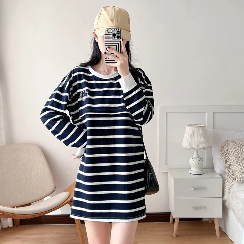 Slaugos viršūnės, maitinančios krūtimi O formos iškirptės plačios juostelės ilgomis rankovėmis, pavasario dėvėjimas krūtimi maitinantys marškinėliai nėščioms moterims Motinystės 6076B