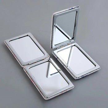 Огледало за грим Сгъваемо прозрачно стъклено метално огледало от изкуствена кожа за пътуване Ръчно малко сгъваемо козметично джобно огледало