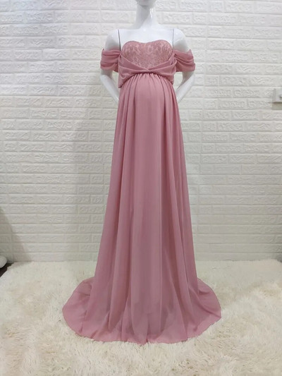 Mežģīņu šifons grūtniecēm Seksīga kleita bez pleciem, gara kleita grūtniecēm sievietēm grūtniecēm, dušas fotografēšana vasaras rekvizīti Maxi kleita Jauna