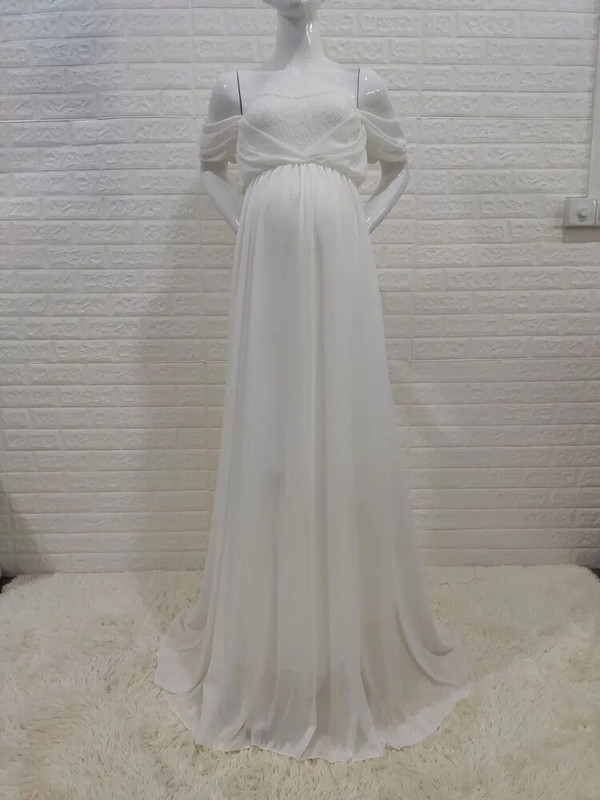 Mežģīņu šifons grūtniecēm Seksīga kleita bez pleciem, gara kleita grūtniecēm sievietēm grūtniecēm, dušas fotografēšana vasaras rekvizīti Maxi kleita Jauna