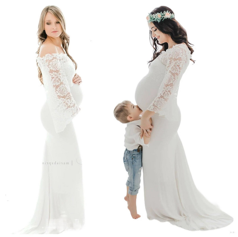 Ženska haljina za trudnice s širokim rukavima, duga haljina za trudnice, duga haljina za trudnice, rekviziti za fotografiranje, haljina za trudnice