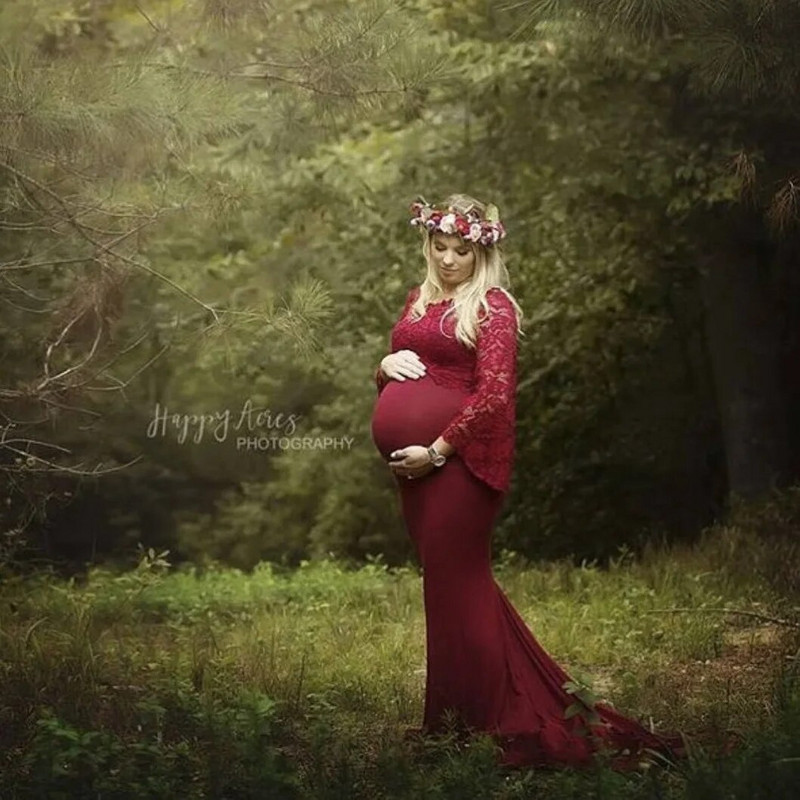 Ženska haljina za trudnice s širokim rukavima, duga haljina za trudnice, duga haljina za trudnice, rekviziti za fotografiranje, haljina za trudnice