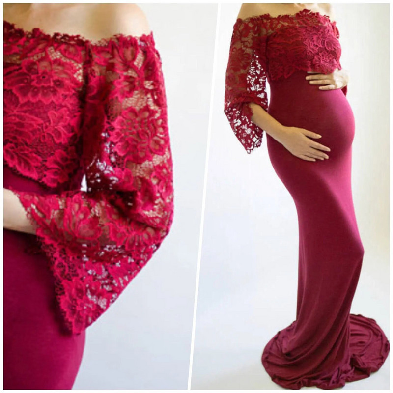 Ženska haljina za trudnice s širokim rukavima, duga haljina za trudnice, duga haljina za trudnice, rekviziti za fotografiranje, haljina za trudnice