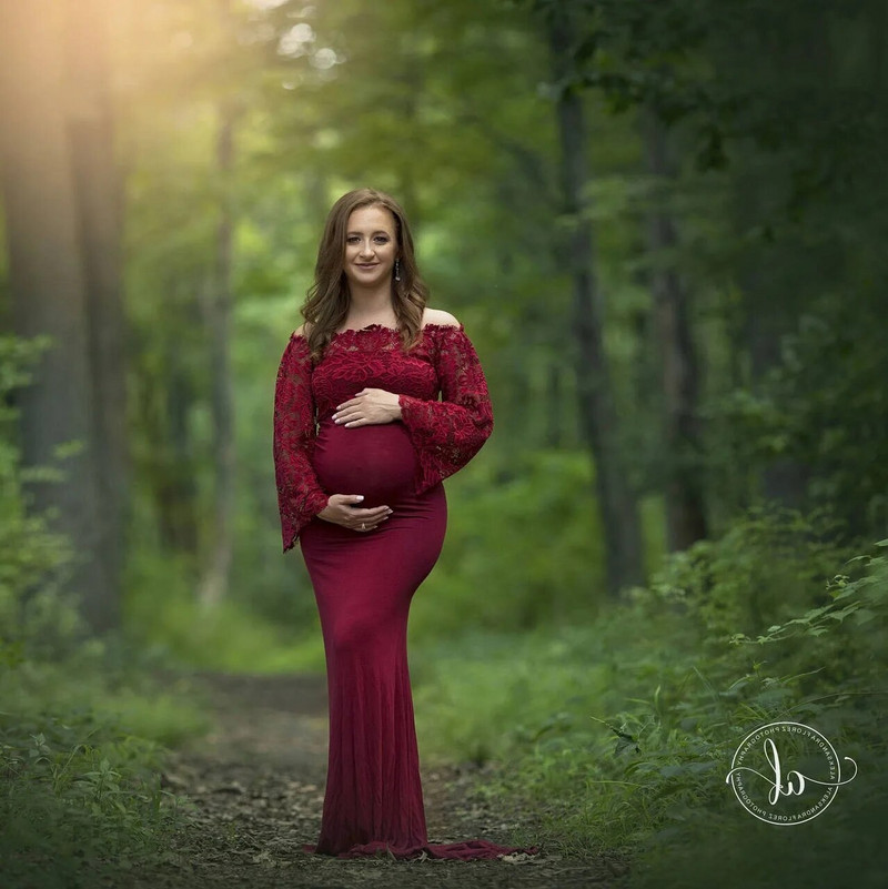 Ženska haljina za trudnice s širokim rukavima, duga haljina za trudnice, duga haljina za trudnice, rekviziti za fotografiranje, haljina za trudnice
