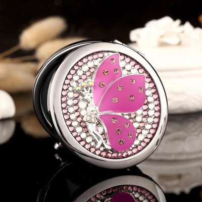 Mini džepno kozmetičko ogledalo za šminkanje, ogledalo za uvećanje 1:2 Alat za šminkanje torbice, elegantni anđeo leptir, darovi za svadbe