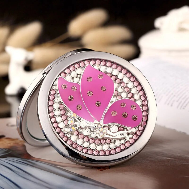 Mini džepno kozmetičko ogledalo za šminkanje, ogledalo za uvećanje 1:2 Alat za šminkanje torbice, elegantni anđeo leptir, darovi za svadbe