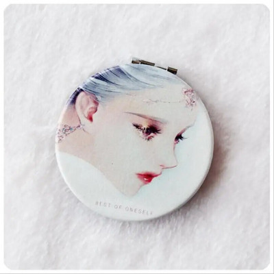 Jauks mini kosmētikas spogulis no abām pusēm salokāmi kompakti spoguļi kabatas kosmētiskais spogulis, piemērots ceļojumiem, dāmām meitenēm T0691