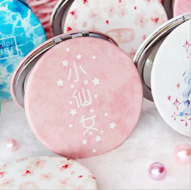 Jauks mini kosmētikas spogulis no abām pusēm salokāmi kompakti spoguļi kabatas kosmētiskais spogulis, piemērots ceļojumiem, dāmām meitenēm T0691