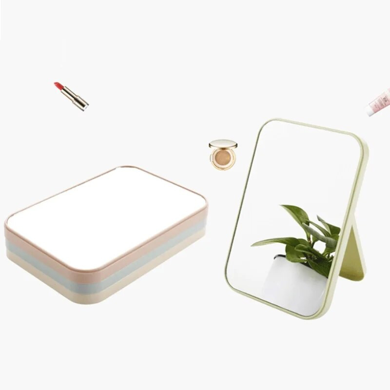 Suur ruudukujuline kõrglahutusega ühepoolne kosmeetiline peegel, kokkupandav meigipeegel, kaasaskantav, hõlpsasti kasutatavad lihtsad ilumeigivahendid