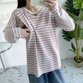 Csíkos kismama hosszú ujjú felső szoptatós póló terhes nőknek tavaszi őszi kismama ruházat 8561