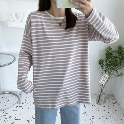 Csíkos kismama hosszú ujjú felső szoptatós póló terhes nőknek tavaszi őszi kismama ruházat 8561