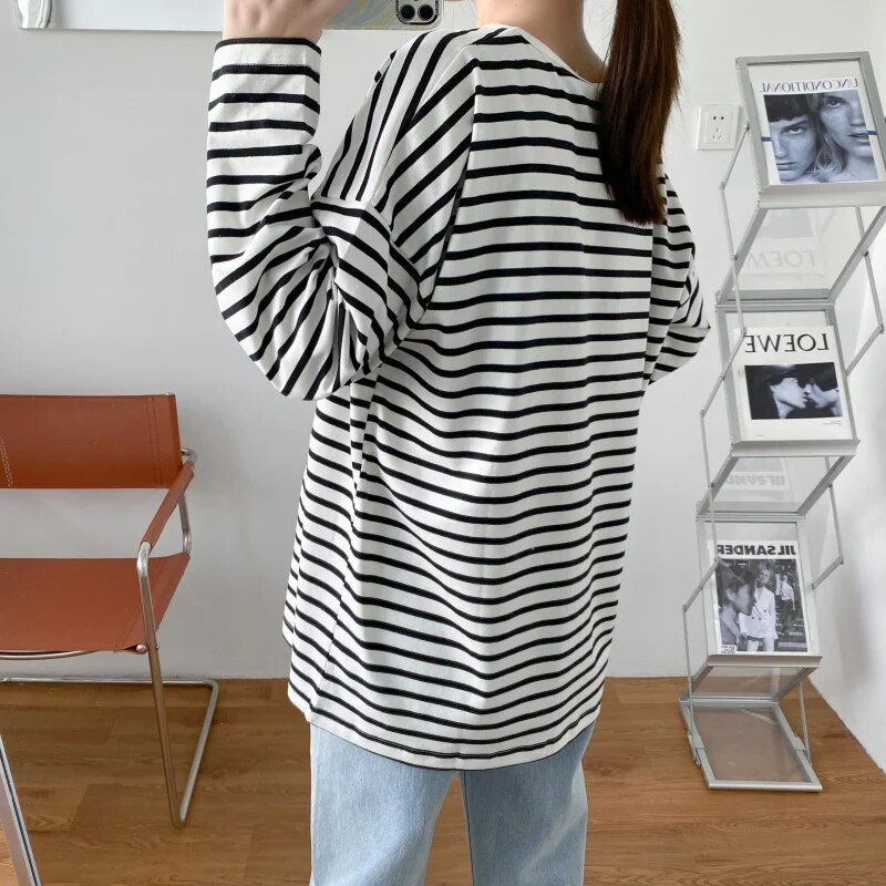 Csíkos kismama hosszú ujjú felső szoptatós póló terhes nőknek tavaszi őszi kismama ruházat 8561