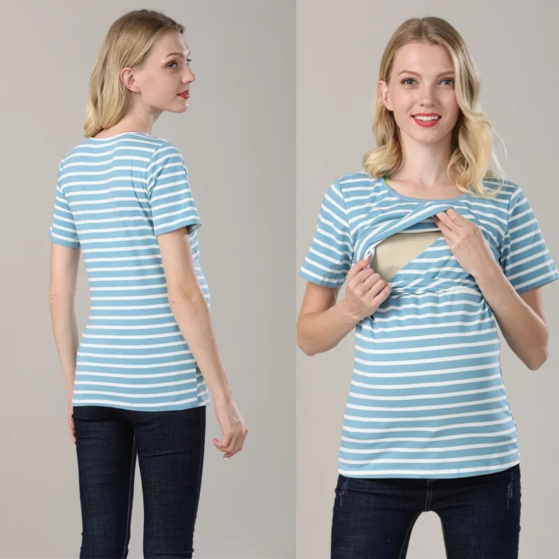 Emotion Moms Pamučna odjeća za trudnice kratkih rukava Ljetne majice za trudnice Majica za dojenje za trudnice Majice za dojenje