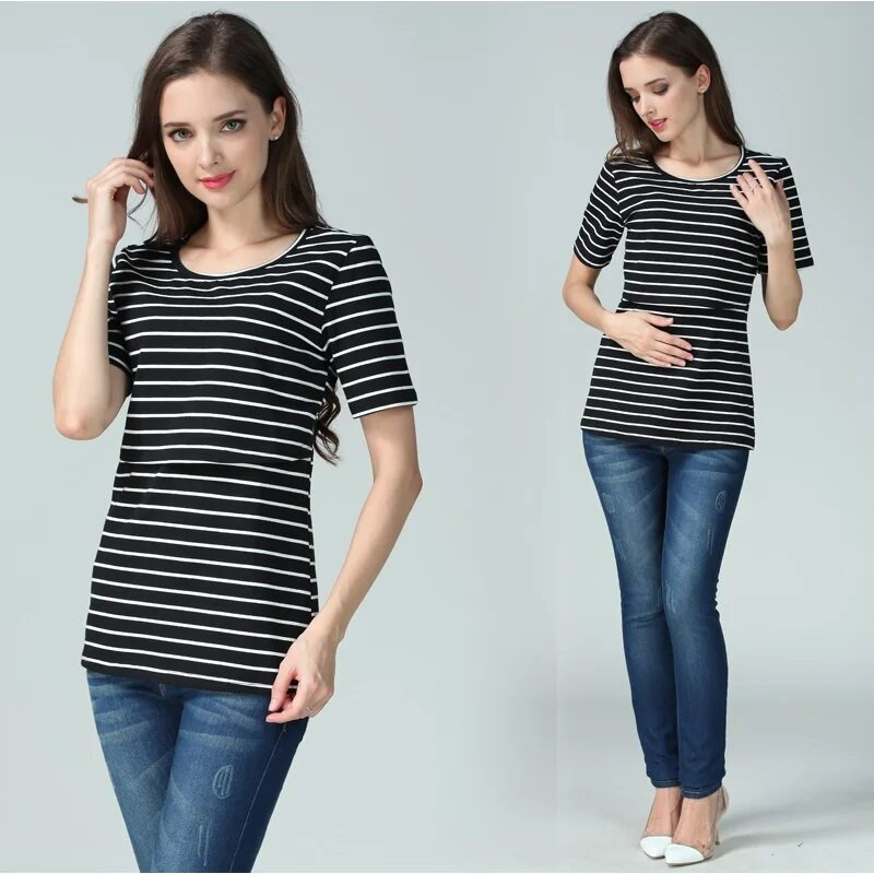 Emotion Moms Pamučna odjeća za trudnice kratkih rukava Ljetne majice za trudnice Majica za dojenje za trudnice Majice za dojenje