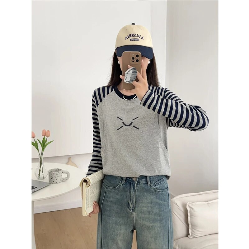 Μακρυμάνικο μπλουζάκι εγκυμοσύνης για θηλάζουσες μητέρες φθινοπωρινά ρούχα για έγκυες γυναίκες 9263