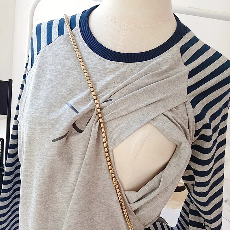 Μακρυμάνικο μπλουζάκι εγκυμοσύνης για θηλάζουσες μητέρες φθινοπωρινά ρούχα για έγκυες γυναίκες 9263