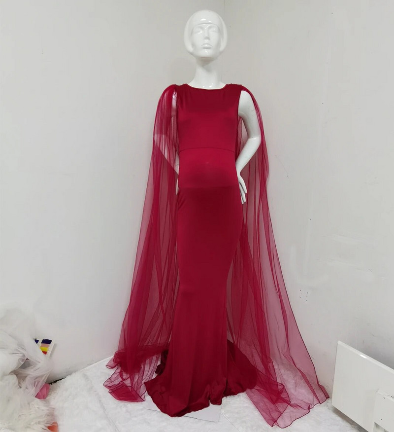 Trudnička maksi haljina Rekvizit za fotografiranje Duga čipkana bijela sirena haljina + plašt Trudnička haljina za foto snimanje trudnica