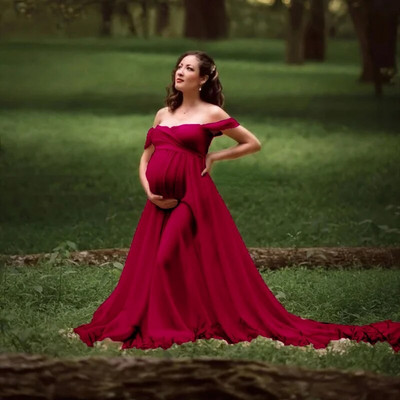 Seksi trudničke haljine za fotografiranje Trudničke haljine Rekviziti za fotografije spuštenih ramena Maxi haljine Odjeća za trudnice