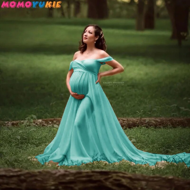 Seksi trudničke haljine za fotografiranje Trudničke haljine Rekviziti za fotografije spuštenih ramena Maxi haljine Odjeća za trudnice
