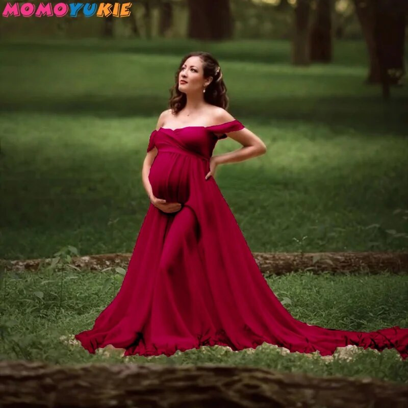 Seksi trudničke haljine za fotografiranje Trudničke haljine Rekviziti za fotografije spuštenih ramena Maxi haljine Odjeća za trudnice
