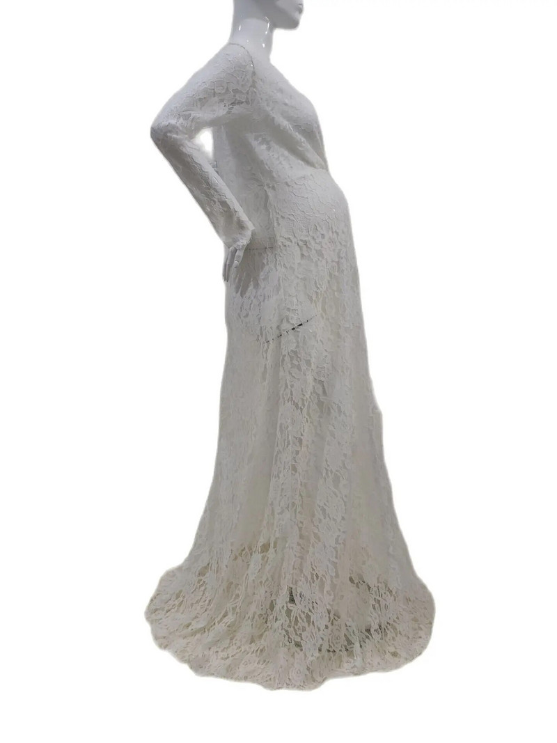 Trudnička seksi čipkasta vjenčanica s V izrezom bez leđa Ljeto za trudnice Otmjeni rekviziti za fotografije Odjeća Maxi haljina