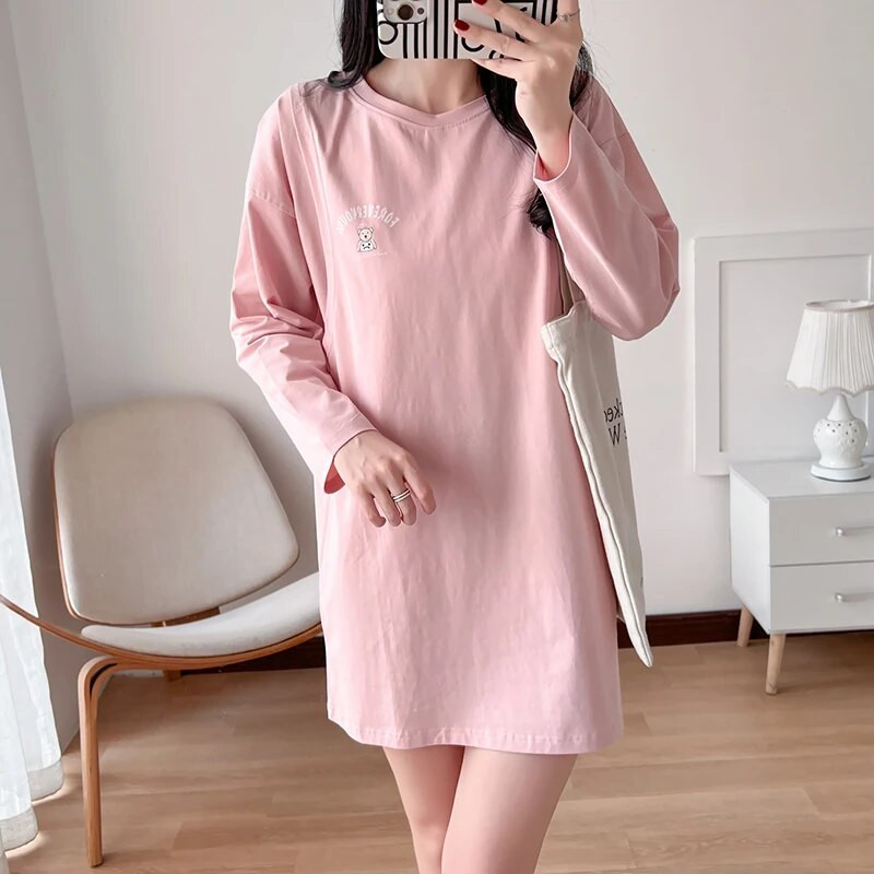 Keskmise pikkusega T-särk rasedatele ühevärvilised pikkade varrukatega rinnaga toitmise riided 95% puuvill kõrge kvaliteediga 6092B