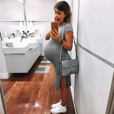 Laisvalaikio nėštumo suknelė be rankovių Moteriški drabužiai Solidi nėščiųjų suknelė Balta Mėlyna Nėščiųjų rūbai Nėščiųjų rūbai