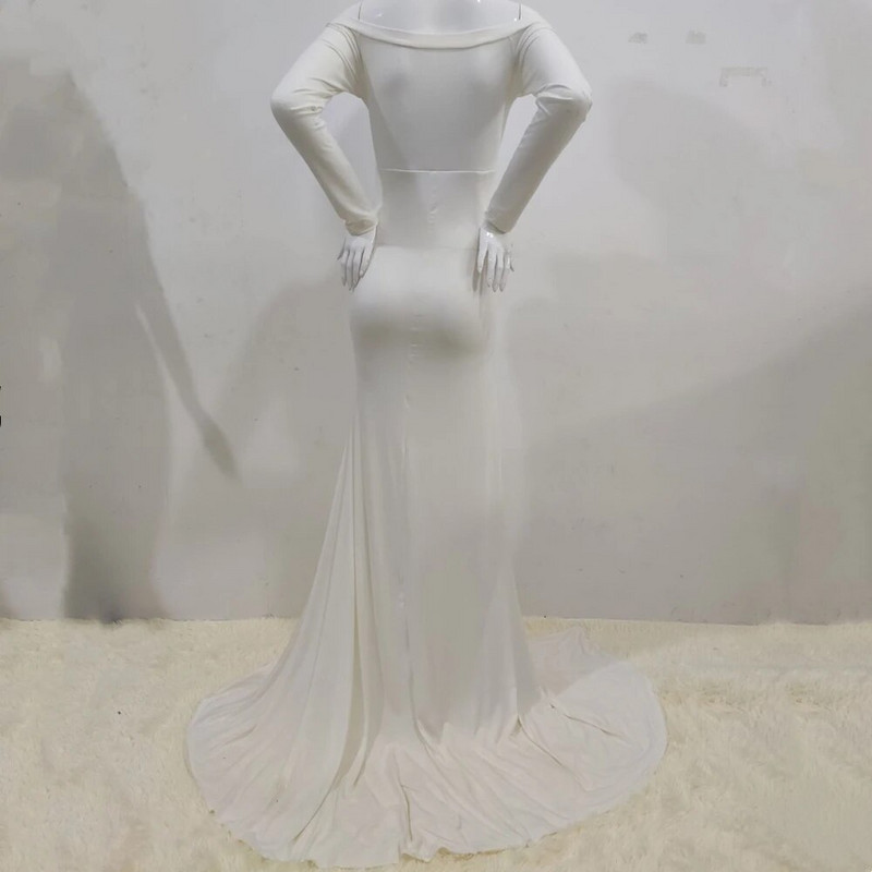 Σέξι φορέματα εγκυμοσύνης χωρίς ώμους για φωτογράφιση μάξι φόρεμα σε σπαστές πλευρές έγκυες γυναίκες Φόρεμα μακράς εγκυμοσύνης