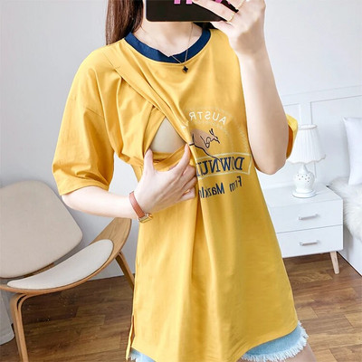 Majice za trudnice kratkih rukava Majice za trudnice Odjeća za trudnice Ljetne majice za dojenje Odjeća za dojenje 3939B