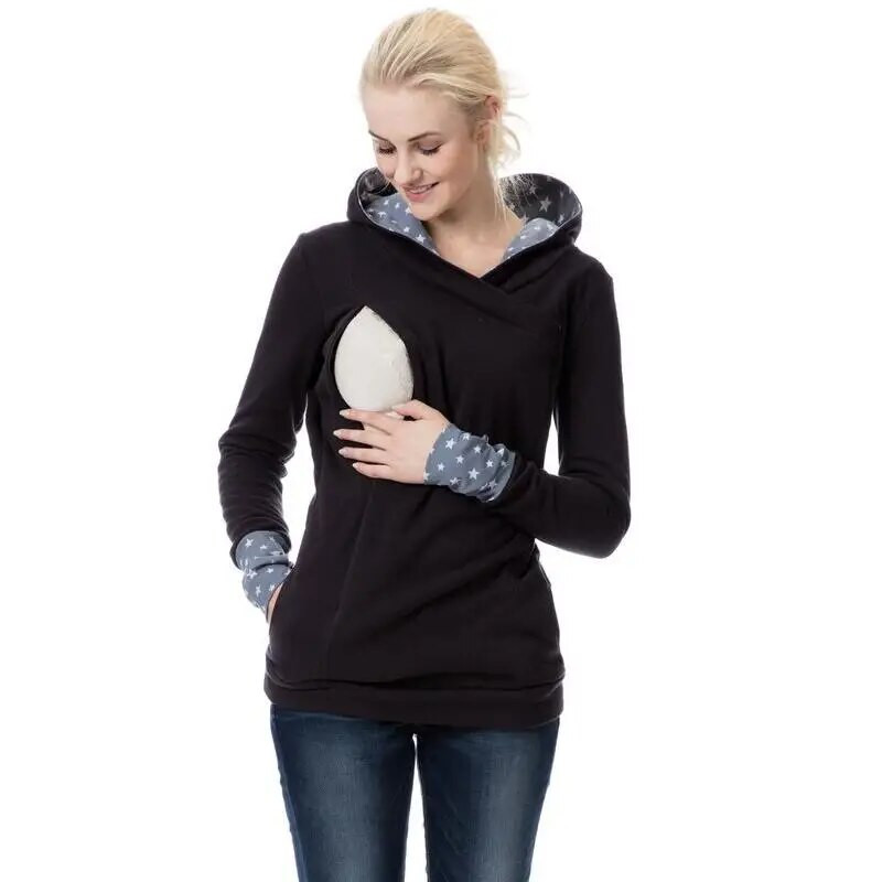 Jesenska majica s kapuljačom za trudnice i dojilje Zimska odjeća za trudnice Kaputi Majice s kapuljačom za trudnice koje doje Majica jakna za dojenje