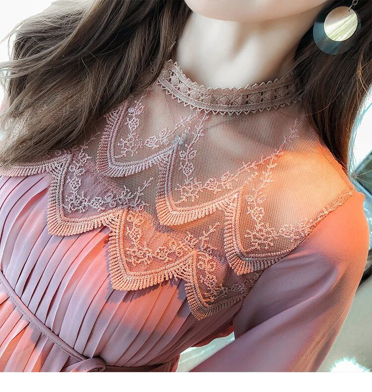 Tavaszi őszi kismama ruha, hosszú ujjú, elegáns O-nyakú terhes női ruha Vestidos divatos rakott sifon terhesruhák