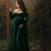 Elegence Φορέματα εγκυμοσύνης Pleuche Long Pregnancy Photography Φόρεμα μάξι εγκυμοσύνης για έγκυες γυναίκες Photo Shoot Props