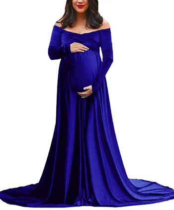 Elegence Φορέματα εγκυμοσύνης Pleuche Long Pregnancy Photography Φόρεμα μάξι εγκυμοσύνης για έγκυες γυναίκες Photo Shoot Props