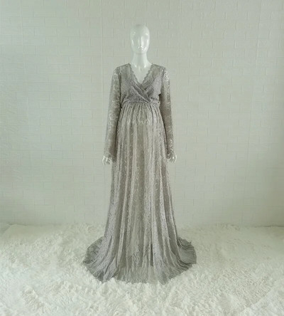 Boho stila grūtnieču fotografēšanas kleitas sāni, izgrieztas, izgrieztas mežģīnes grūtniecei, gara kleita fotografēšanai ar piedurknēm