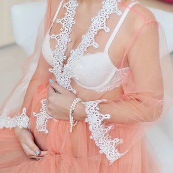 See Through Maternity Tulle Photography Dress Outfit Pregnancy Photo Shoot Kimono Long Dresses Pregnant Woman Photography gown