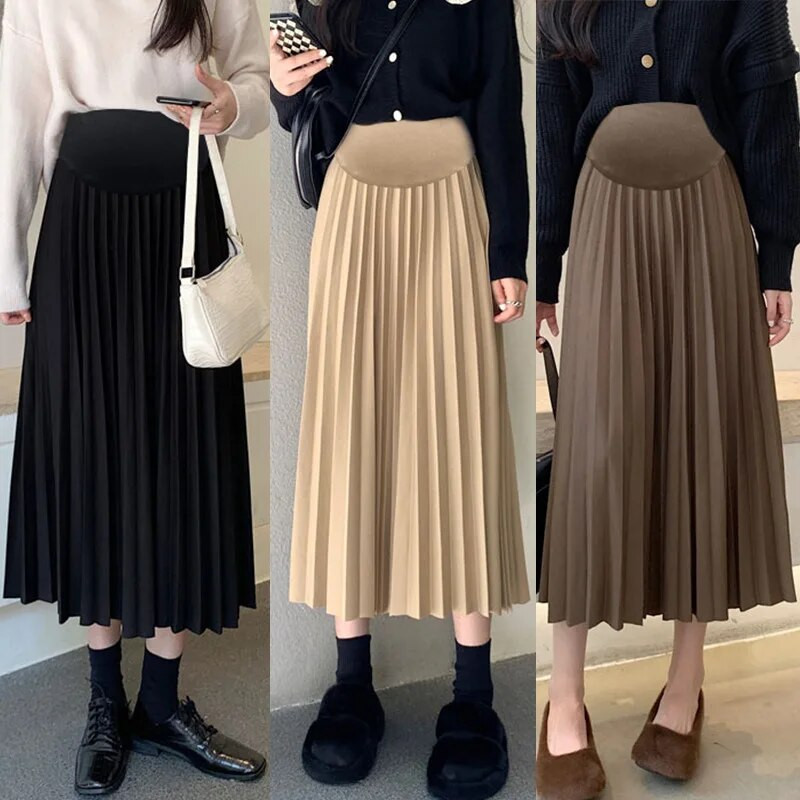 Jesen Zima Plisirane debele tople trudničke suknje Elastični struk Trbuh Ležerna odjeća za trudnice Trudnički vestidos