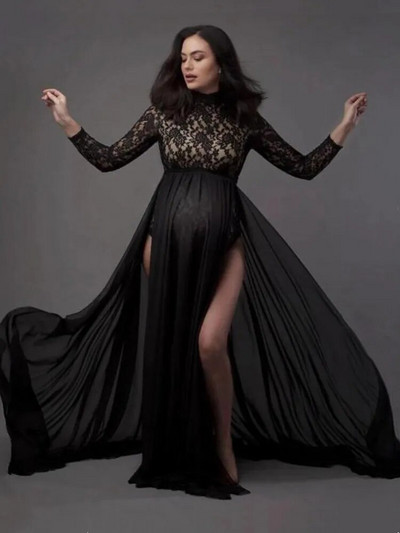 Raseduse pool lõhestatud pitskleit rasedatele naistele rasedate kleit, 2-osaline komplekt, fotosessioon fotograafia rekvisiidid, rõivad