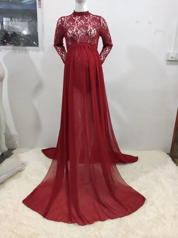 Raseduse pool lõhestatud pitskleit rasedatele naistele rasedate kleit, 2-osaline komplekt, fotosessioon fotograafia rekvisiidid, rõivad