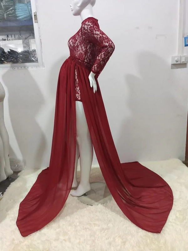 Raseduse pool lõhestatud pitskleit rasedatele naistele rasedate kleit, 2-osaline komplekt, fotosessioon fotograafia rekvisiidid, rõivad