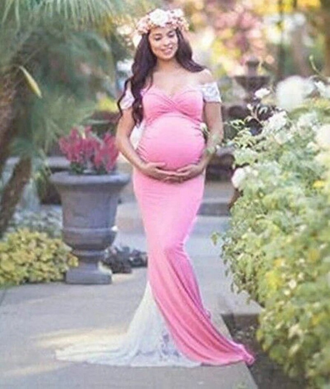 Kismama ruhák fotózáshoz váll nélküli, rugalmas rózsaszín pamut terhes hosszú ruha dzsörzsi terhes ruhák nagy méretű