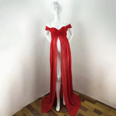 Grūtnieču garās kleitas Sexy Photography Rekvizīti Grūtniecēm Melnbalts Mīksts Mežģīņu Šifons Grūtniecības Maxi Kleita