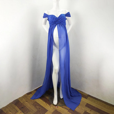 Grūtnieču garās kleitas Sexy Photography Rekvizīti Grūtniecēm Melnbalts Mīksts Mežģīņu Šifons Grūtniecības Maxi Kleita