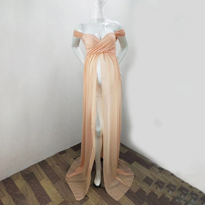 Grūtnieču garās kleitas Sexy Photography Rekvizīti Grūtniecēm Melnbalts Mīksts Mežģīņu Šifons Grūtniecības Maxi Kleita