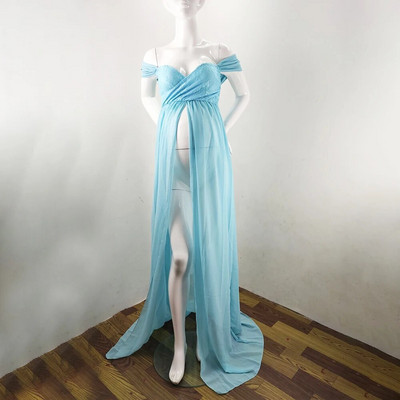 Grūtnieču garās kleitas Sexy Photography Rekvizīti Grūtniecēm Melnbalts Mīksts Mežģīņu Šifons Grūtniecības Maxi Kleita