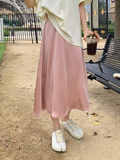 Trudničke suknje s visokim strukom, jednobojne, proljeće, ljeto, trudničke suknje A-kroja do gležnja, dugačka opuštena suknja na trbuhu