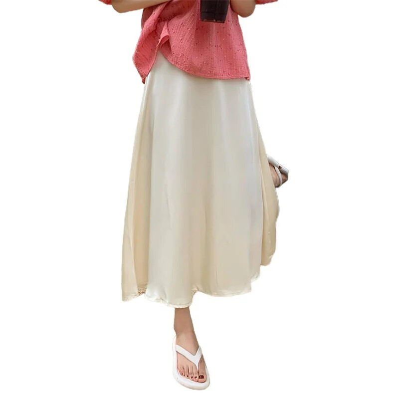 Trudničke suknje s visokim strukom, jednobojne, proljeće, ljeto, trudničke suknje A-kroja do gležnja, dugačka opuštena suknja na trbuhu