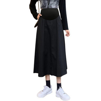 Φθινόπωρο Έγκυος Ολόκληρες Φούστες Ψηλόμεσες Έγκυες Φούστες Α-Line Preppy Style Ομπρέλα εγκυμοσύνης Μαύρο χακί