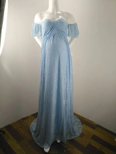 CHCDMP Seksi duga haljina bez naramenica od čipke za trudnice, trudnice za bebe, maksi haljina za trudnice, ljetni otmjeni rekviziti za fotografije