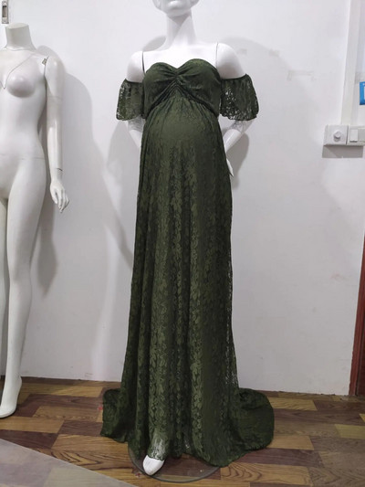 CHCDMP Seksi duga haljina bez naramenica od čipke za trudnice, trudnice za bebe, maksi haljina za trudnice, ljetni otmjeni rekviziti za fotografije