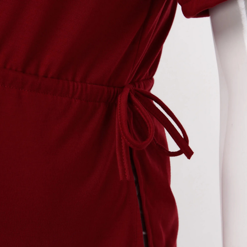 Grūtnieču tunikas topi Grūtnieču krekls ar īsām piedurknēm, sāniem raustās T-krekls Grūtniecības apaļš kakla vienkrāsains T-krekls Vasaras apģērbs